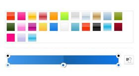 Software interface showing a color palette and a gradient bar with adjustable points.