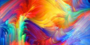 Abstract arrangement of colorful lines resembling flowing paint, illustrating dynamic color interplay.